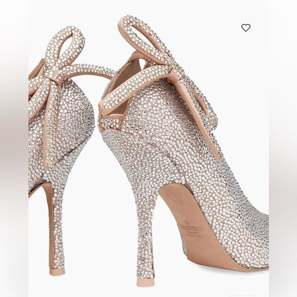Valentino Nite Out Satin Embellished Pumps with Crystal Bows Size 8.5 - Picture 3 of 15